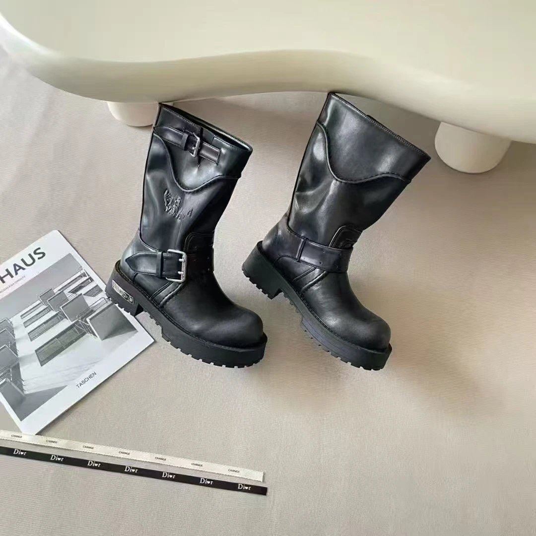 Dior Biker Boots Black Leather Boots - 7