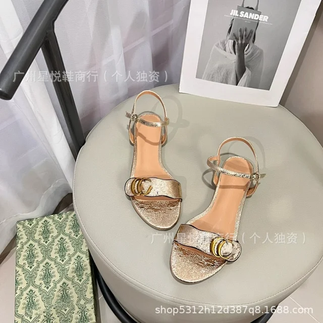 Unbranded Sandals Ankle-strap flat with double-ring ornament product detail image 13