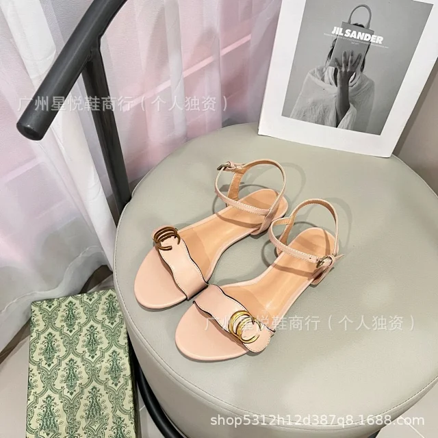 Unbranded Sandals Ankle-strap flat with double-ring ornament product detail image 2