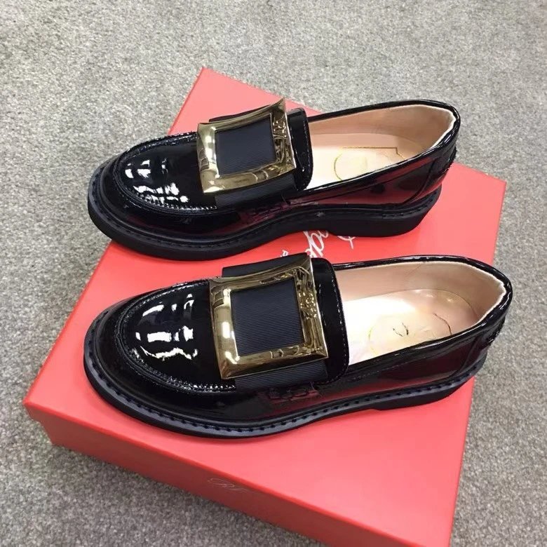 Roger Vivier Leather Shoes Patent Platform Loafers with Square Buckle image 3