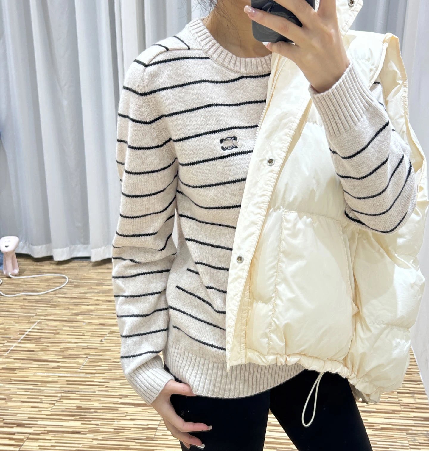 Saint Tears Striped Crewneck Sweater Beige - 5