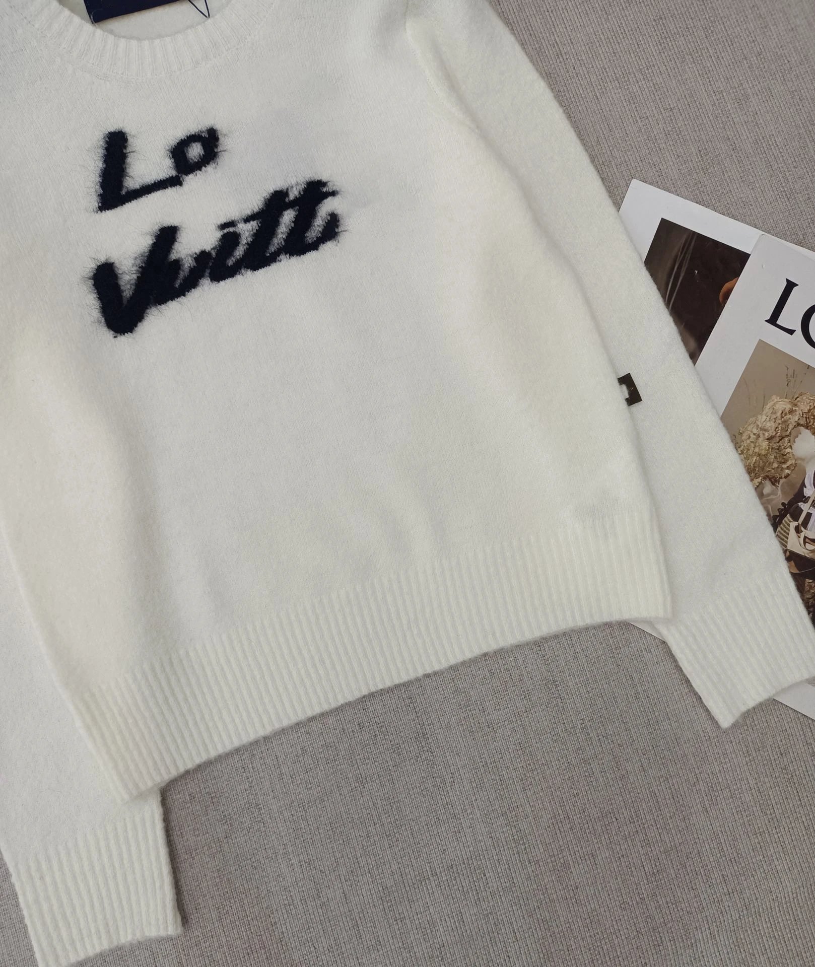Louis Vuitton Logo Knit Sweater White - 4