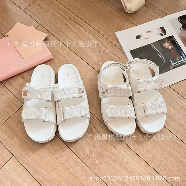 Miu Sandals Quilted double-strap hook-and-loop platform product detail image 8