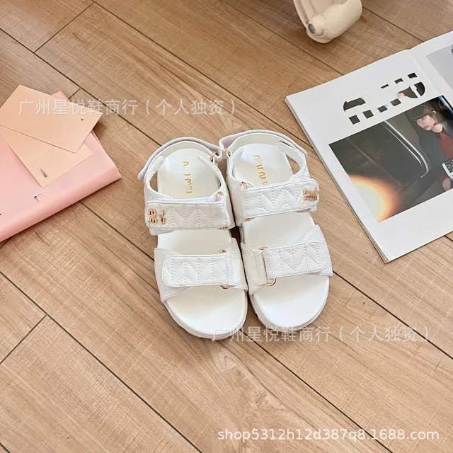 Miu Sandals Quilted double-strap hook-and-loop platform product detail image 6