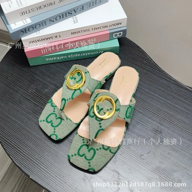 Gucci Slippers Square-Toe GG Monogram Buckle Slide product detail image 5