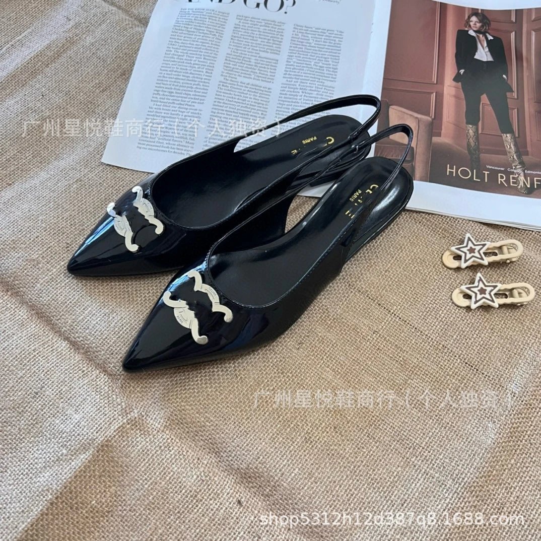 Fendi Kan I Silver Metallic Pointed-Toe Slingback Heels - 5
