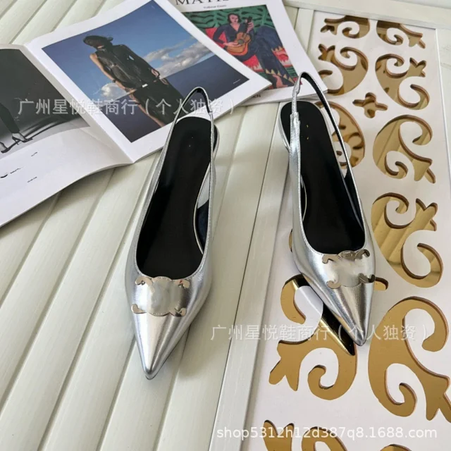 Unbranded High Heels Pointed-Toe Slingback with Metal Buckle product detail image 15