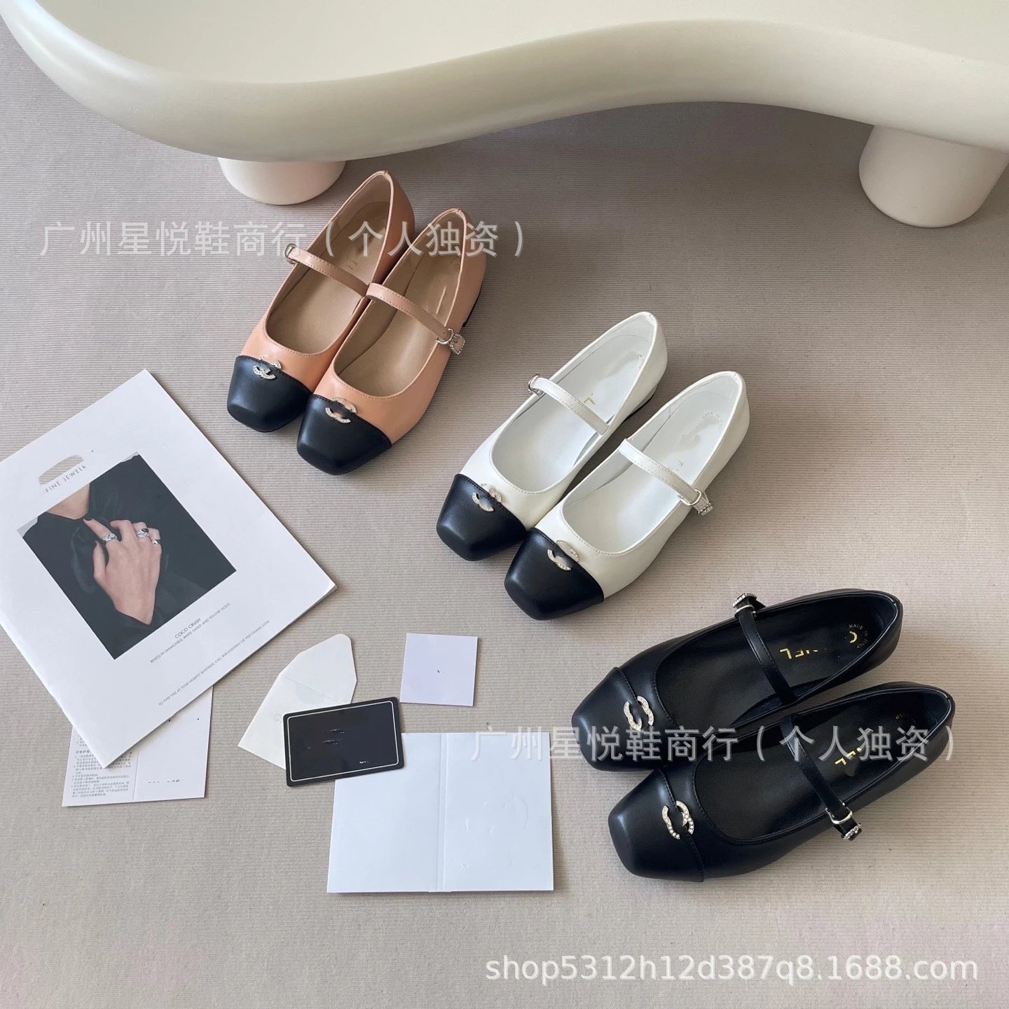 Chanel-inspired Two-Tone Mary Jane Flat Shoes in White and Black - 11
