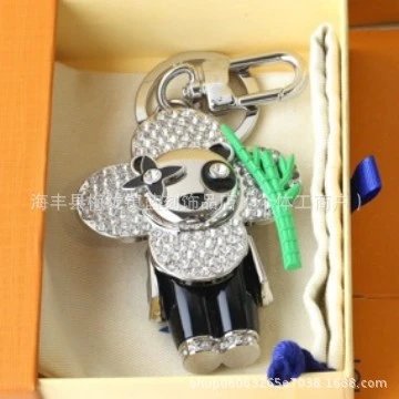 Louis Vuitton Panda Charm Keychain Black Crystal