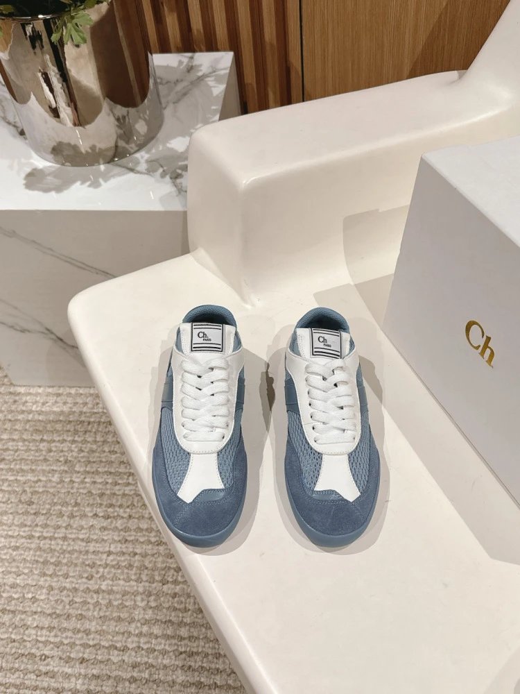 Chloé Tennis 1970 White and Gray Mesh Sneakers - 25