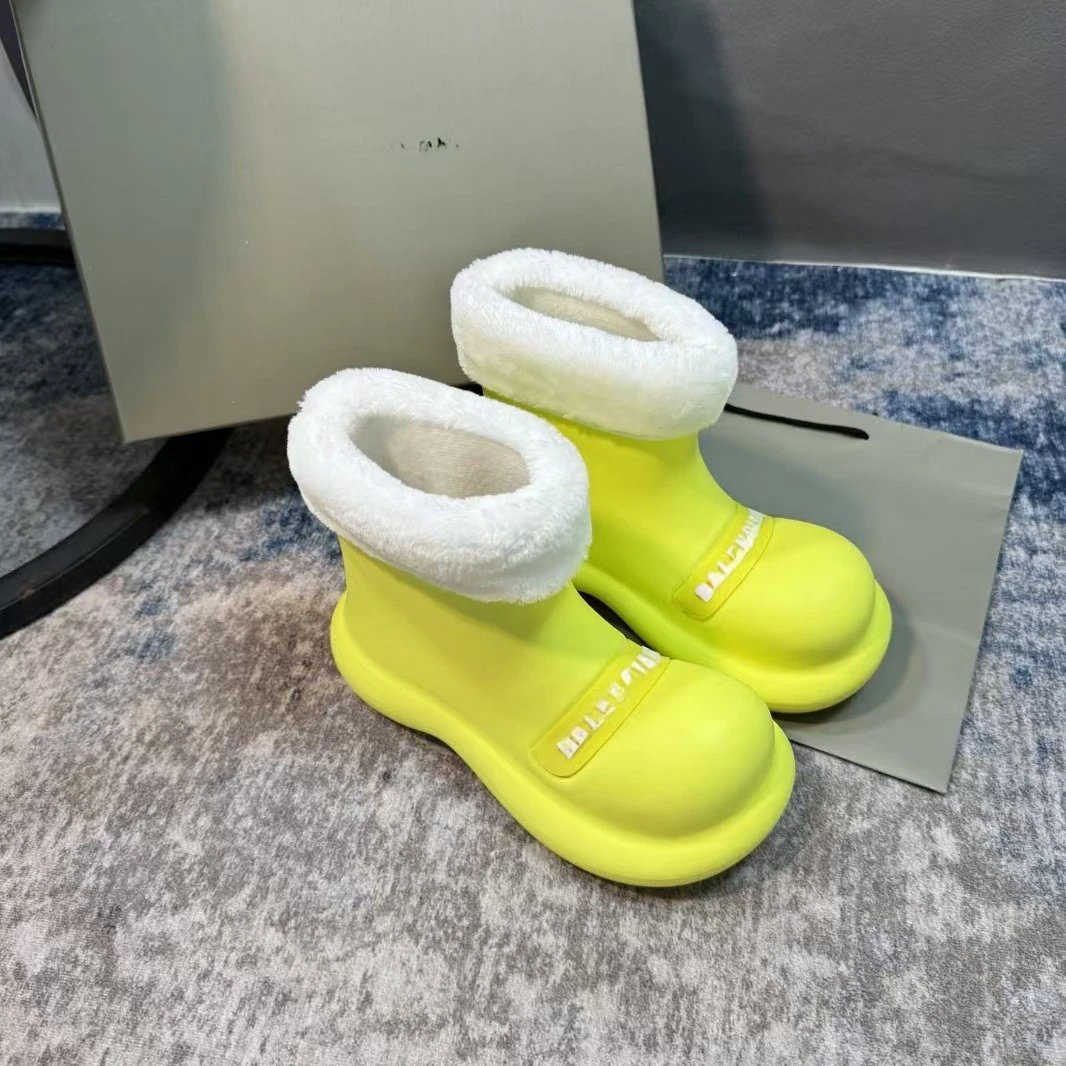 Balenciaga Boots Faux-fur-lined short rain with chunky soles image 2