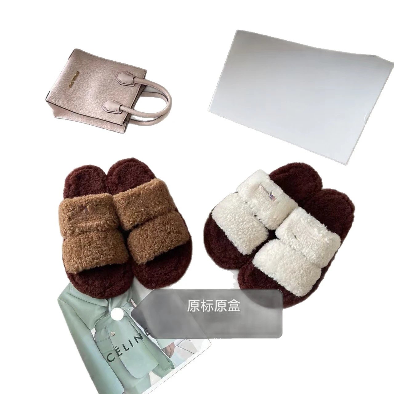 Unbranded Slippers Faux-shearling double-strap open-toe image 5