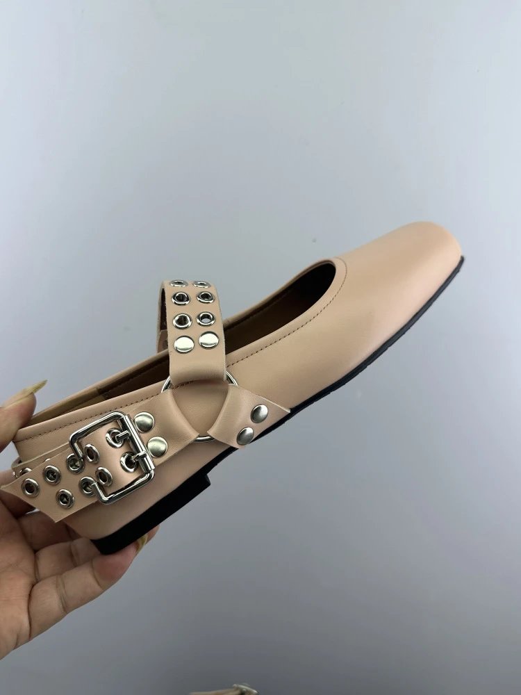 Valentino Garavani Rockstud Mary Jane White Leather Shoes - 7