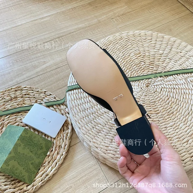 Unbranded Sandals Square-Toe Ankle-Strap with Gold-Tone Round Buckle product detail image 10