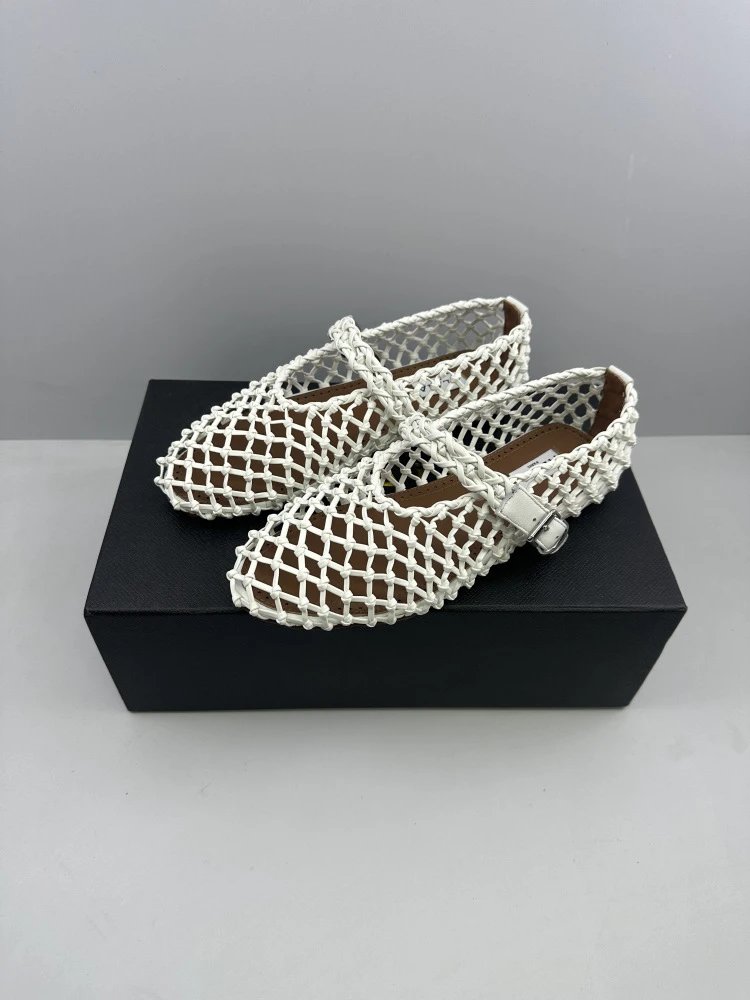 Maison Margiela Tabi Mesh Mary Janes Gold Shoes - 12