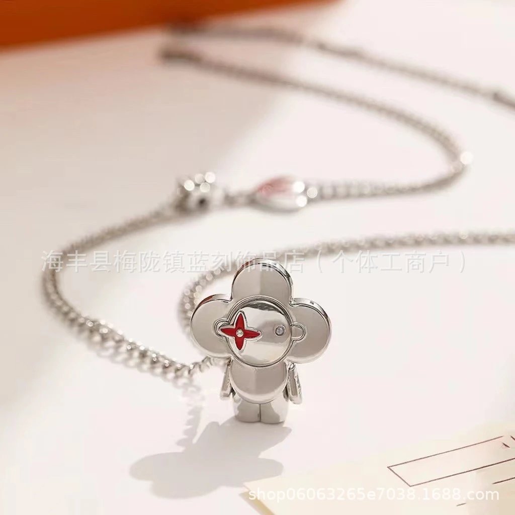 Silver Four-Leaf Clover Pendant Necklace - 4