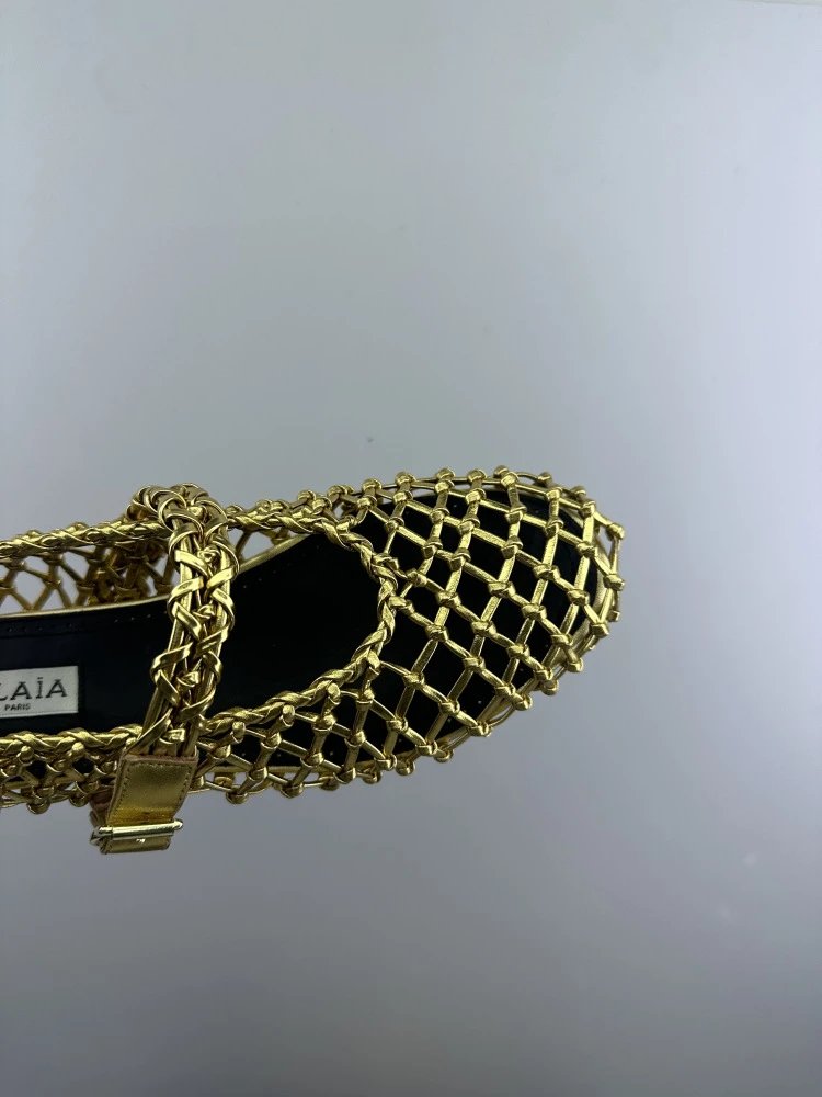 Maison Margiela Tabi Mesh Mary Janes Gold Shoes - 24