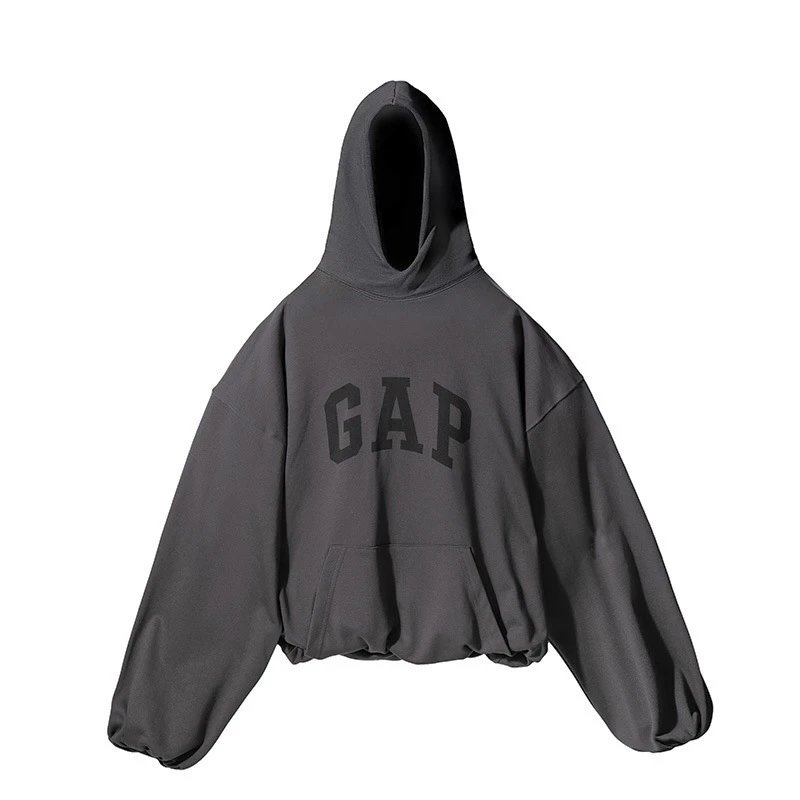 GAP Oversized Cropped Hoodie Charcoal Gray Hoodie - 1