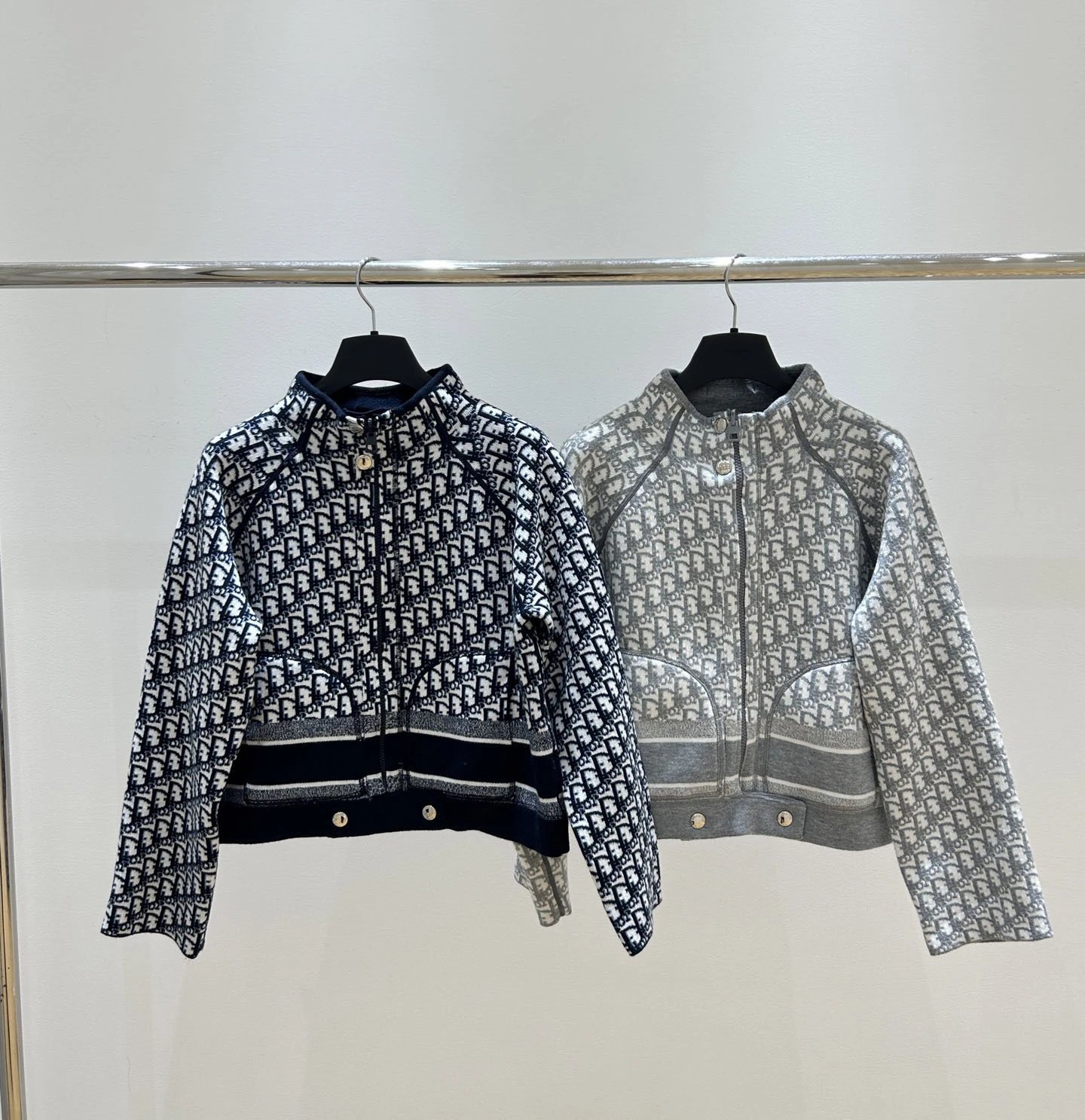 Dior Oblique Knit Jacket Gray Multicolor Outerwear - 3