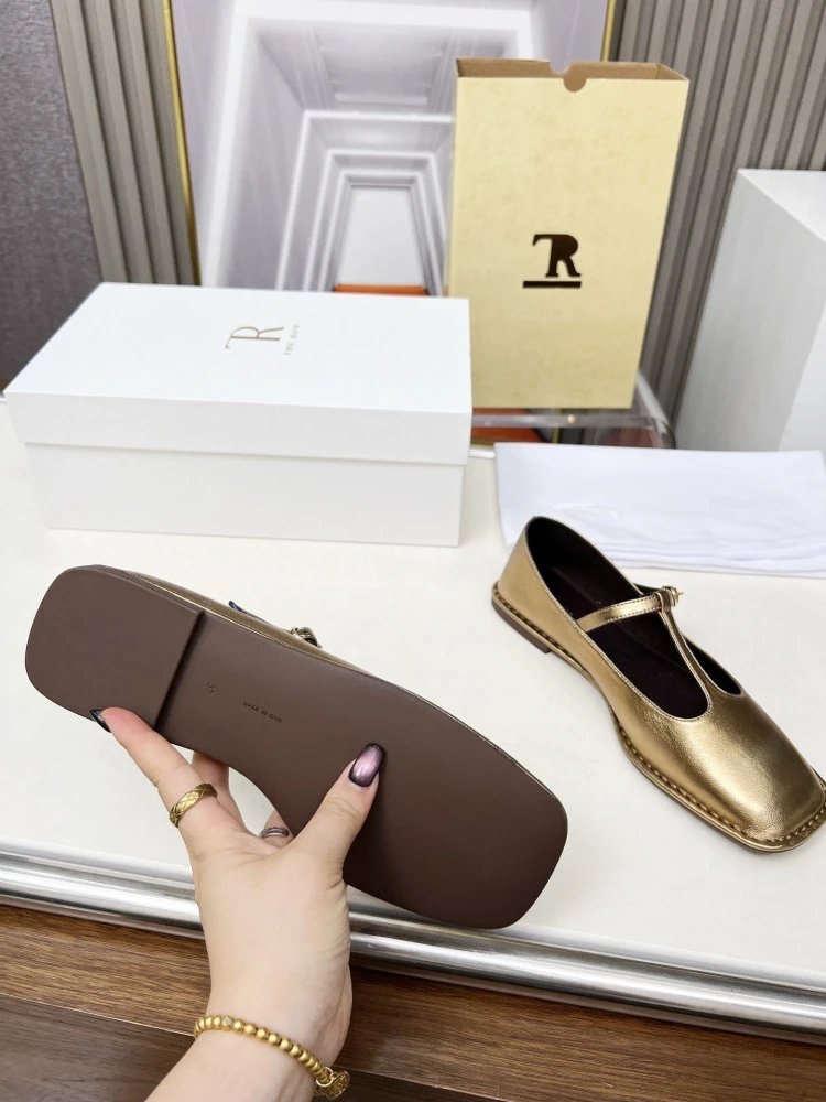 The Row Mary Jane Black Leather Flat Shoes - 36