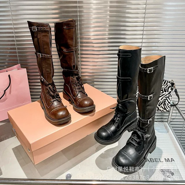 Unbranded Boots Knee-High Lace-Up Buckle product detail image 1
