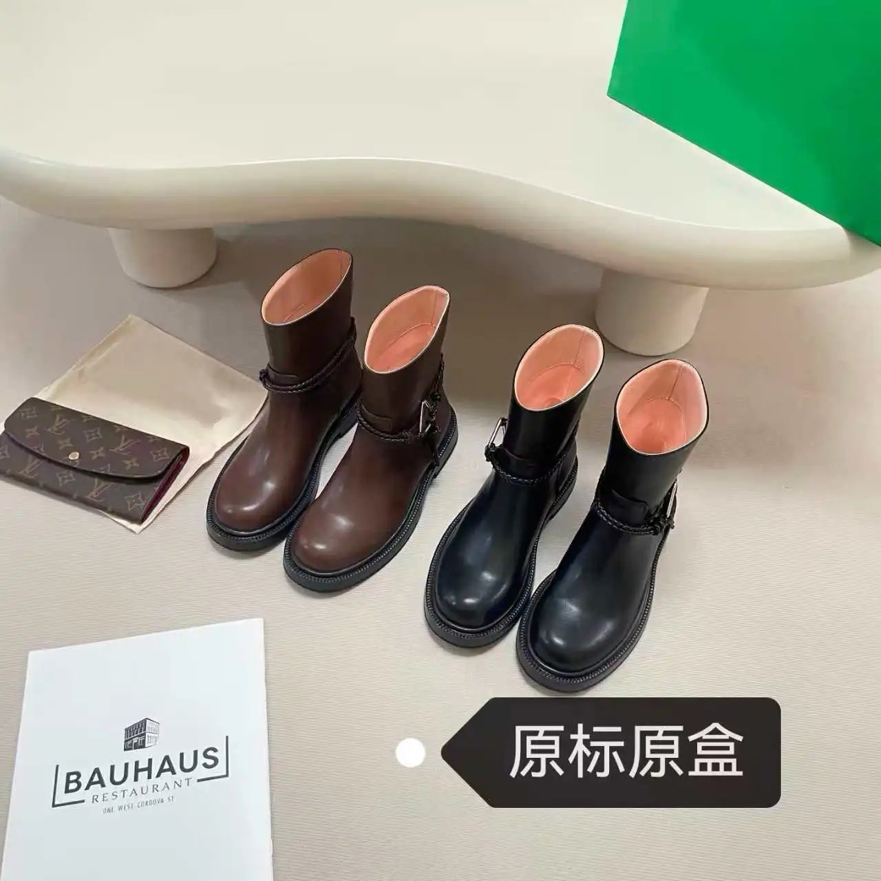 Unbranded Boots Round-Toe Braided Strap Buckle Ankle image 1