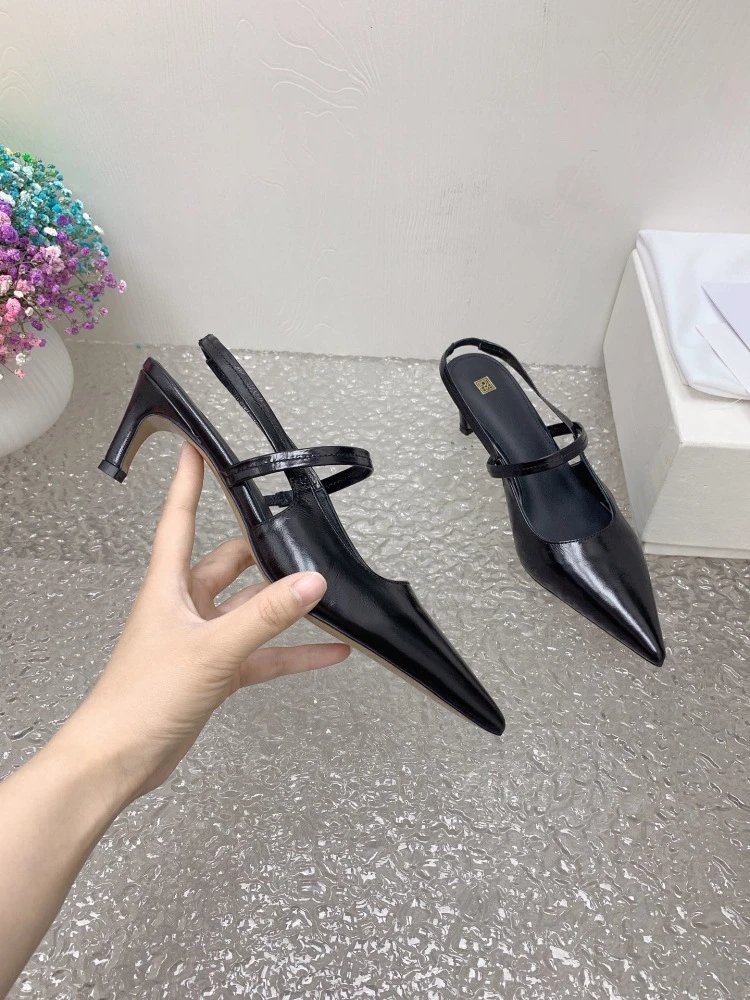 Design Pointed-Toe Slingback Kitten Heels Beige Leather Shoes - 19