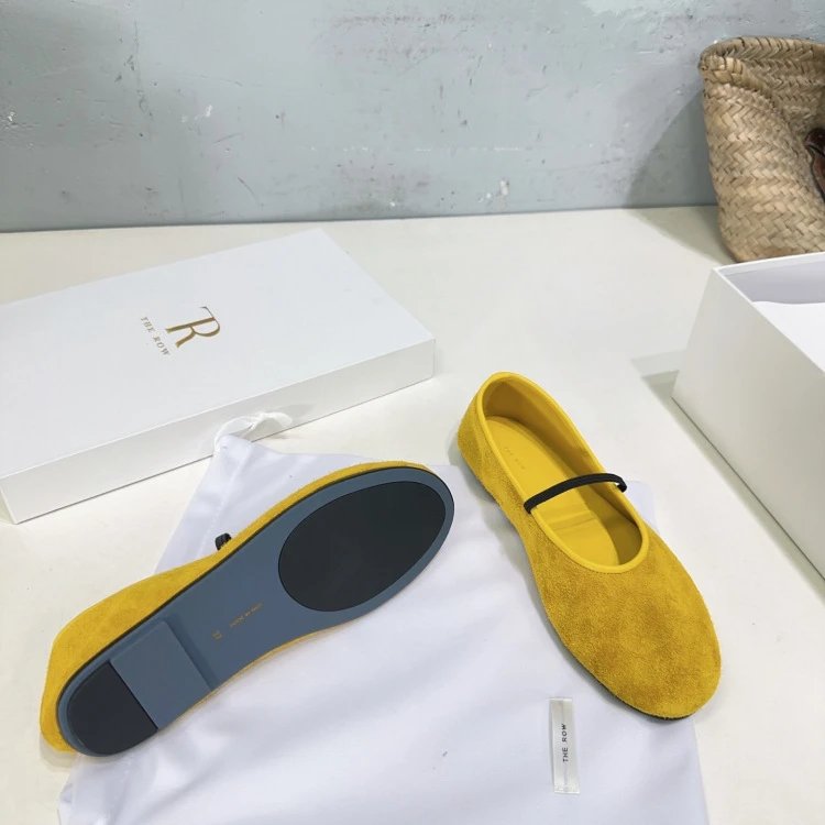 Loewe Flamenco Ballet Flats Light Gray Suede Shoes - 8