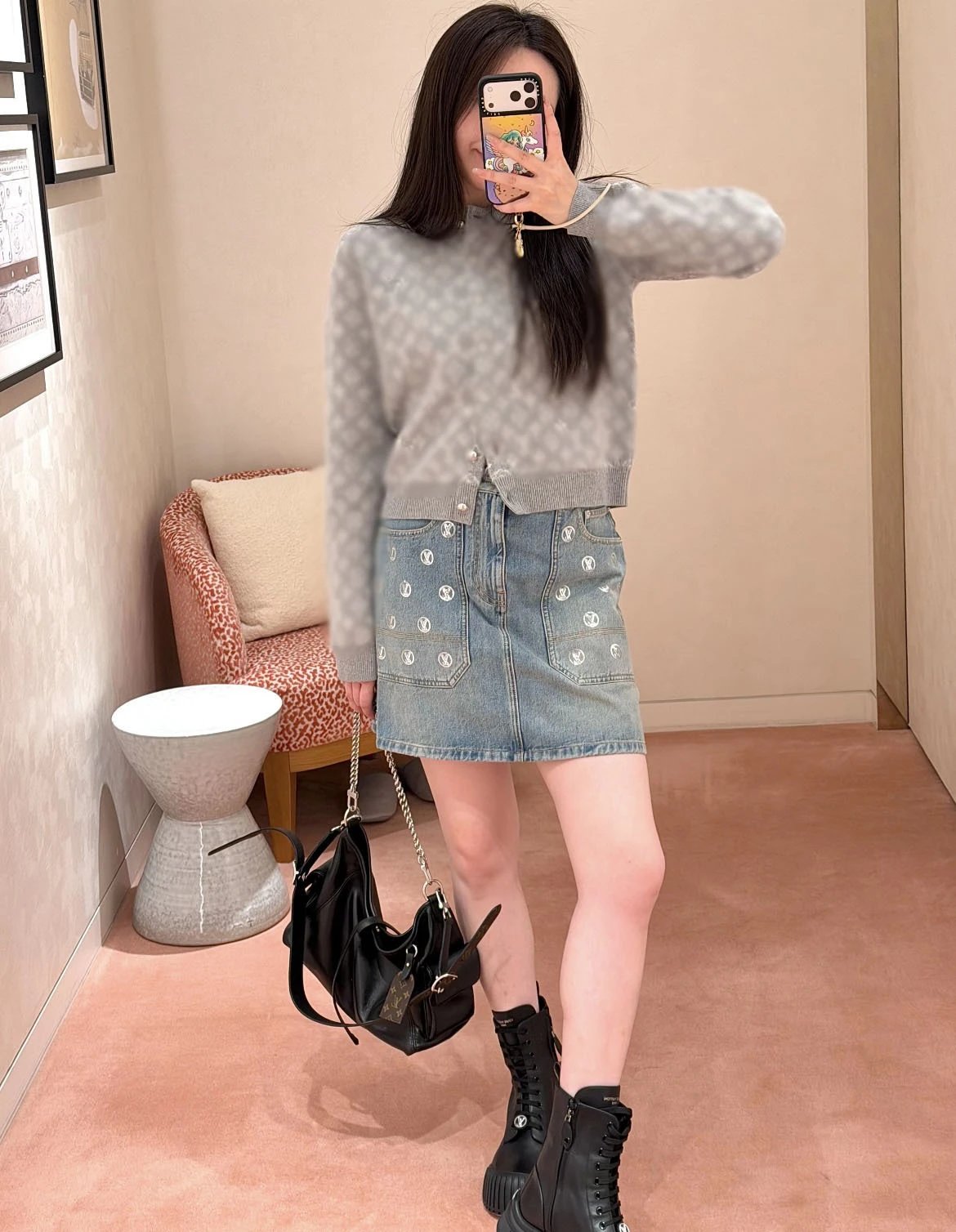 Louis Vuitton Monogram Knit Cardigan Beige Cream Sweater - 12