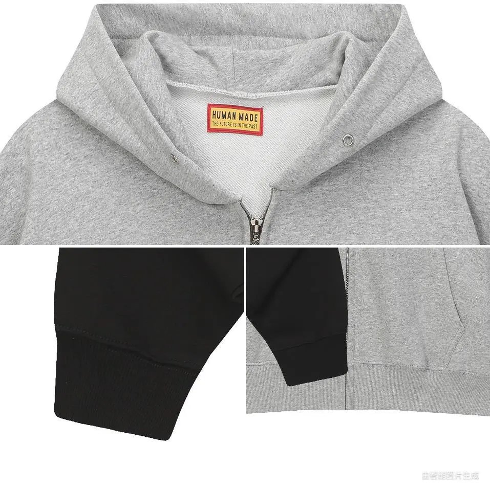 Human Made Heart Logo Zip-Up Hoodie Black and Gray - 9