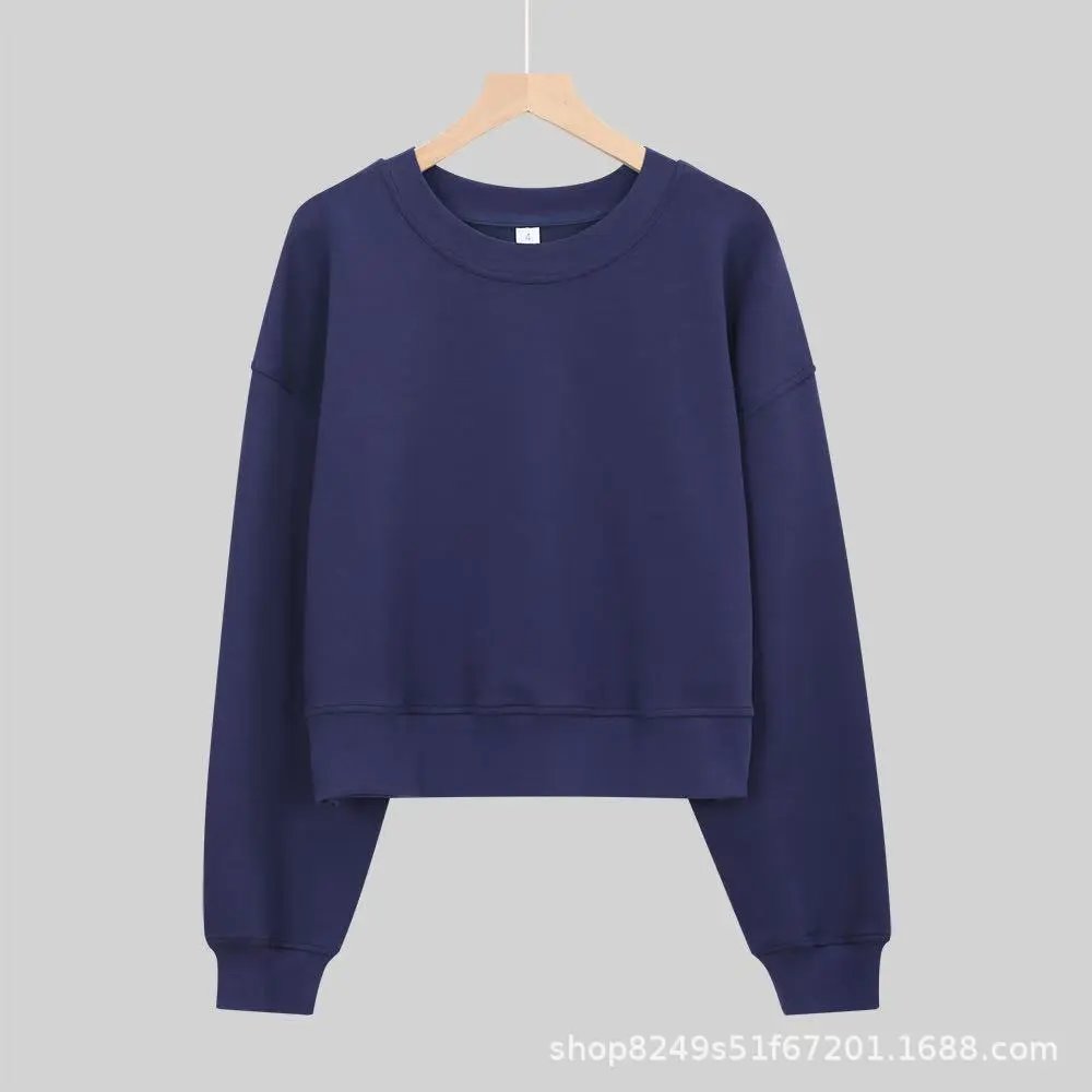 Midnight Blue OVZ Round Neck Short Hoodie
