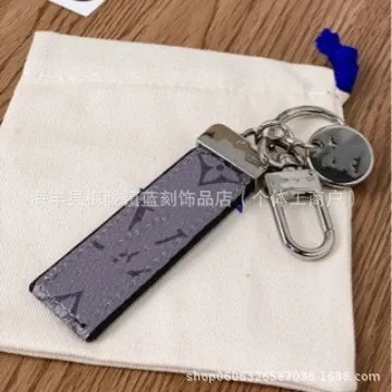 Louis Vuitton Monogram Eclipse Key Holder Purple Leather Keychain - 1