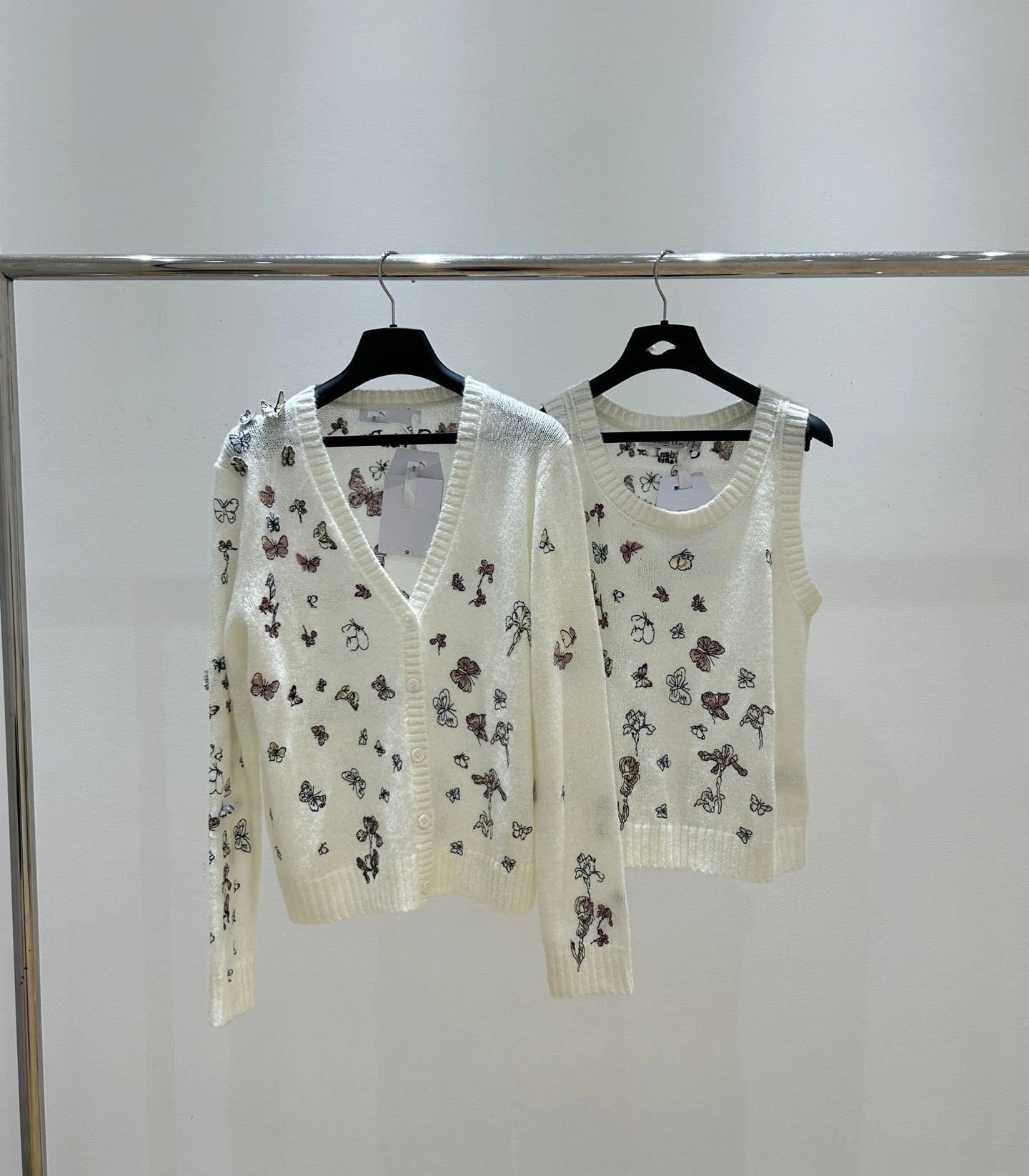 Dior Butterfly-Print Knit Vest Top White - 2