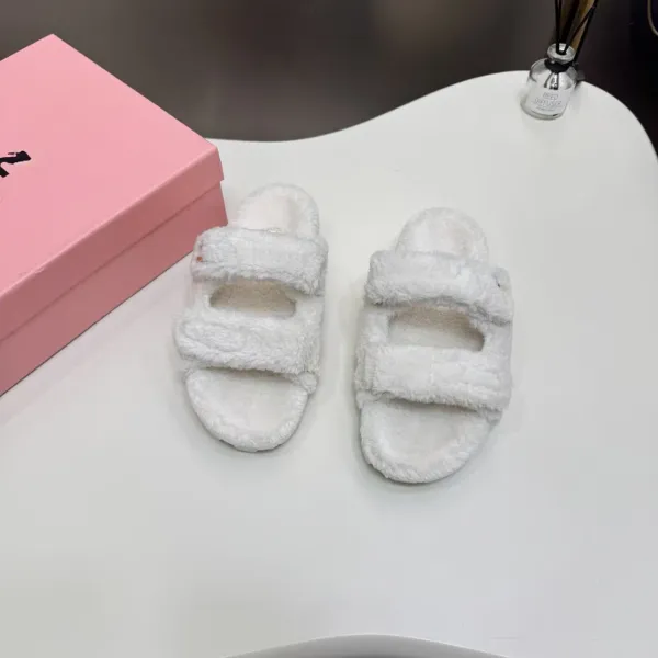 UGG Fluff Slide White Faux Fur Slippers - 1