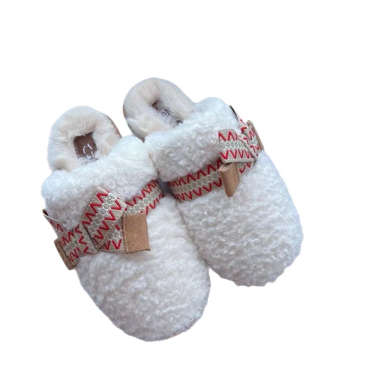 Unbranded Slippers Faux-Fur with Woven Bow Straps image 5
