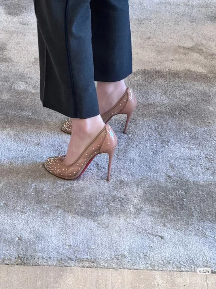 Christian Louboutin Pigalle Follies Studded Mesh Black Stilettos - 3