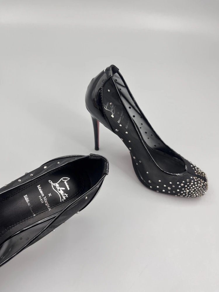 Christian Louboutin Pigalle Follies Studded Mesh Black Stilettos - 20