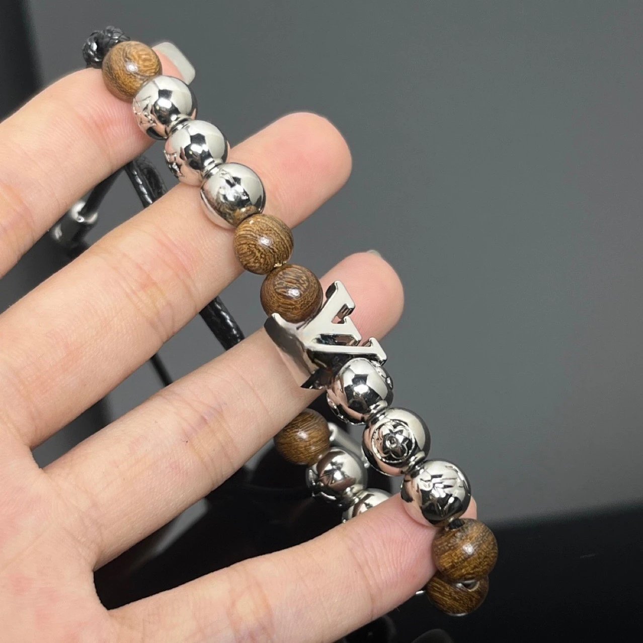 Louis Vuitton Multicolor Beaded Bracelet with LV Logo Charm - 5