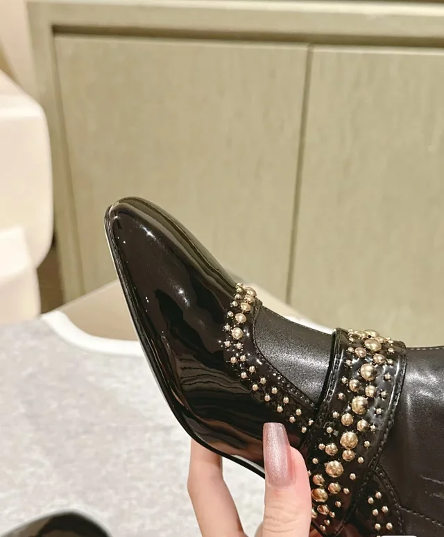 Unbranded Boots Square-Toe Studded Strap Block-Heel Ankle product detail image 1