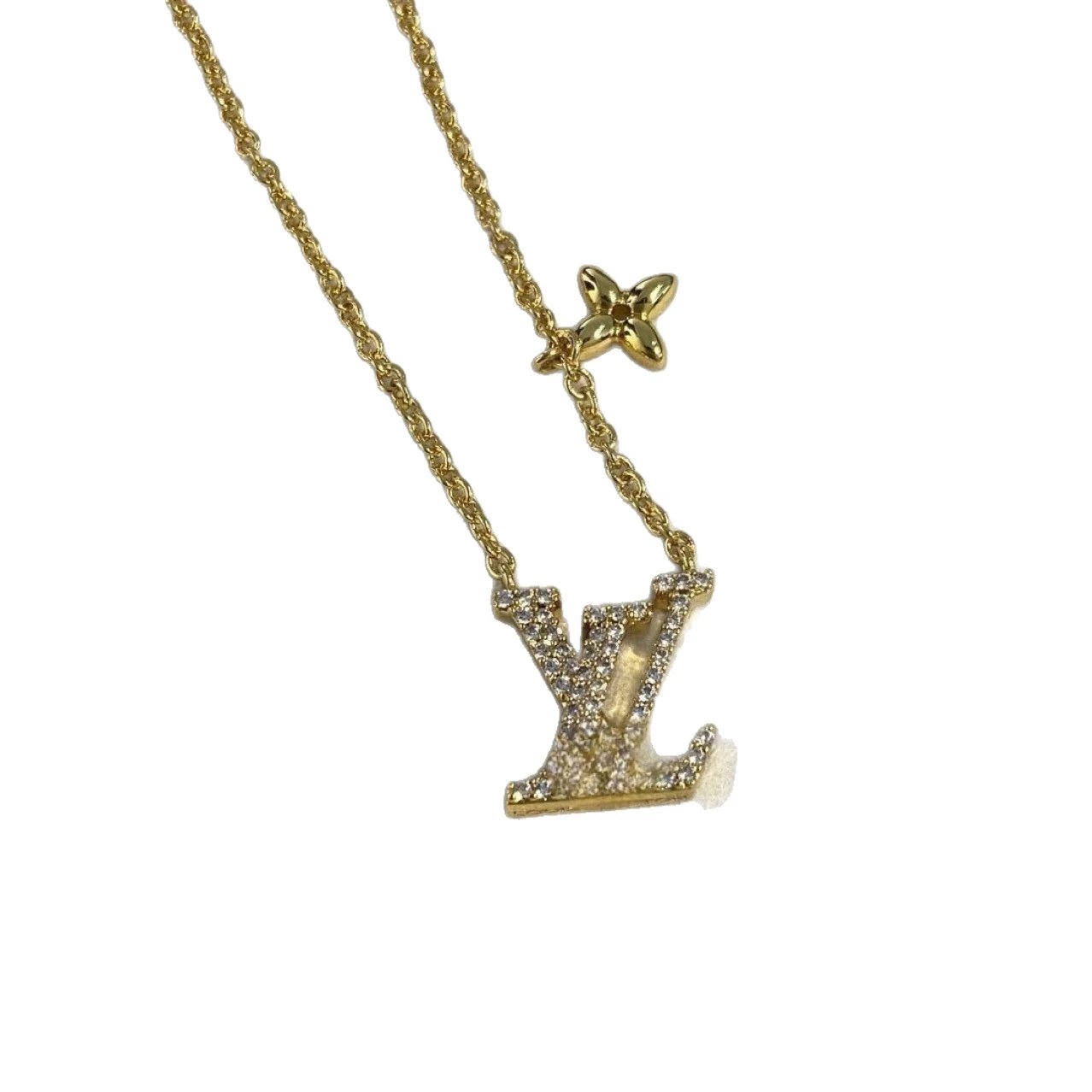 Louis Vuitton Jewelry LV Letter and Four-Petal Flower Pendant Necklace image 5
