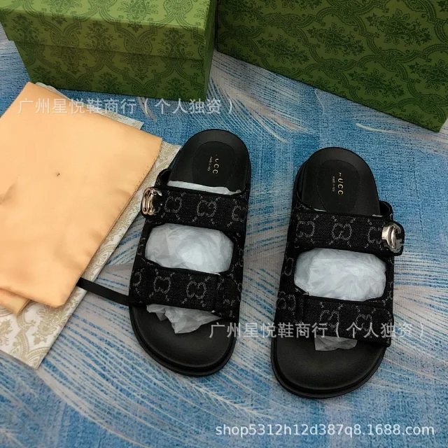 Gucci Sandals Rhinestone Double G Two-Strap Velcro Slide product detail image 7