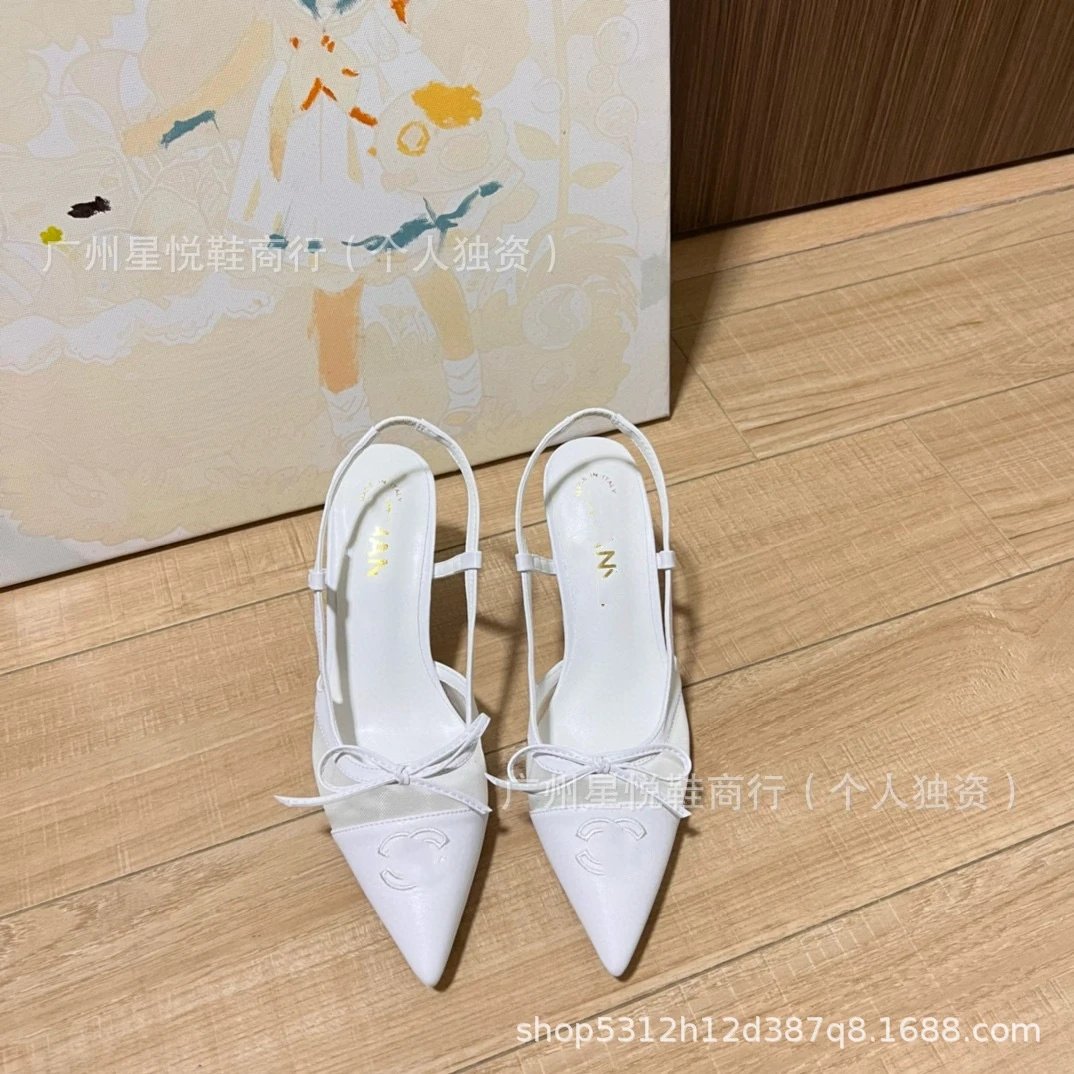 Chanel-Inspired Slingback Pointed-Toe Heels Black - 17
