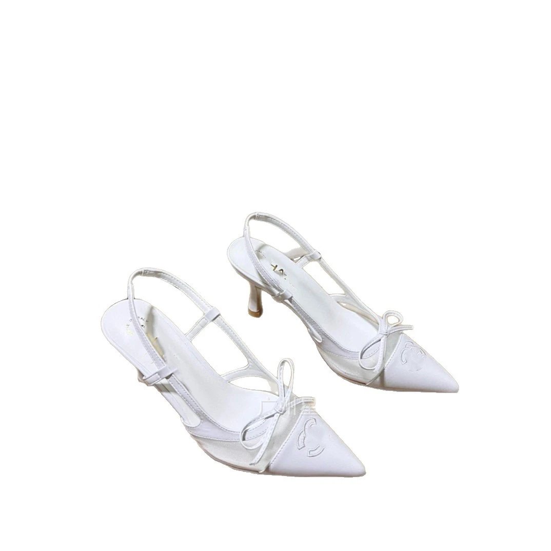 Chanel High Heels Pointed-Toe Bow Slingback image 5
