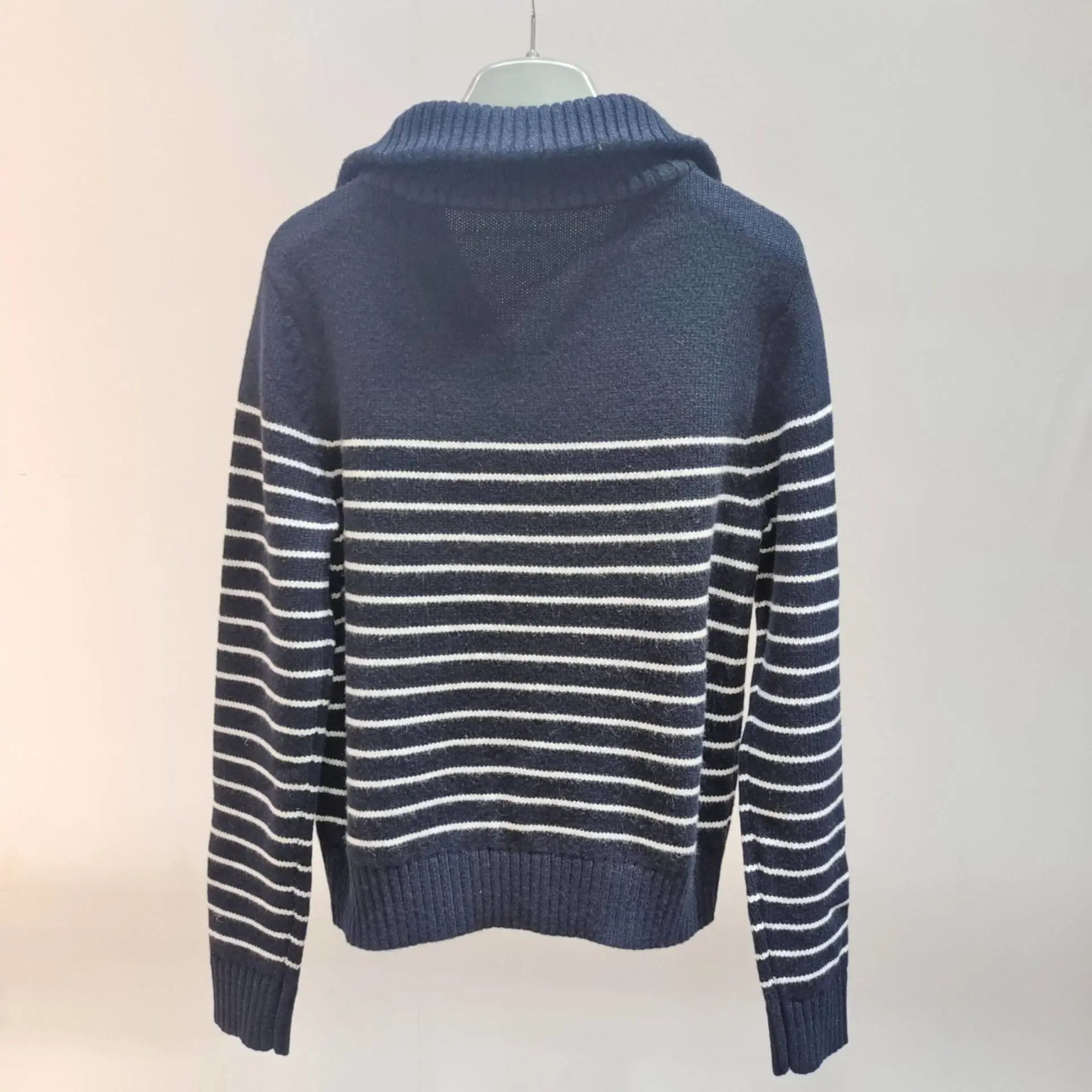AMA Half-Zip Striped Knit Sweater Navy - 13
