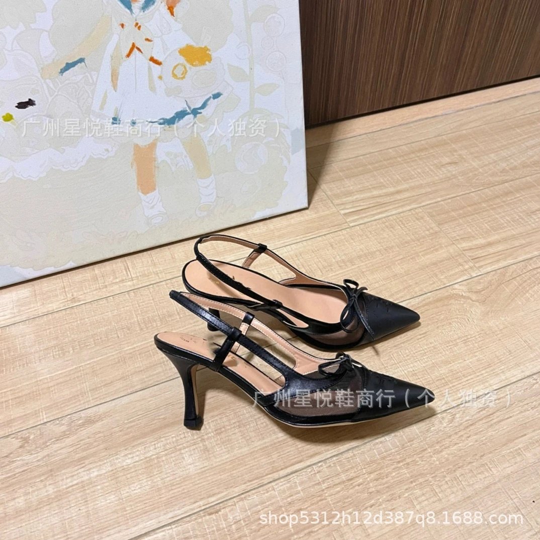 Chanel-Inspired Slingback Pointed-Toe Heels Black - 15