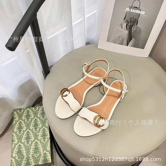 Unbranded Sandals Ankle-strap flat with double-ring ornament product detail image 10