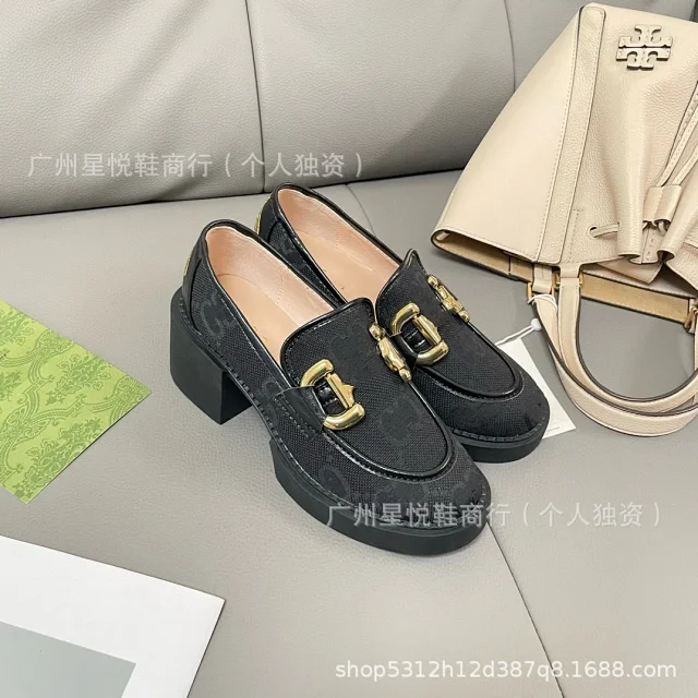 Gucci Casual Shoes GG canvas platform loafers with horsebit-style hardware product detail image 4