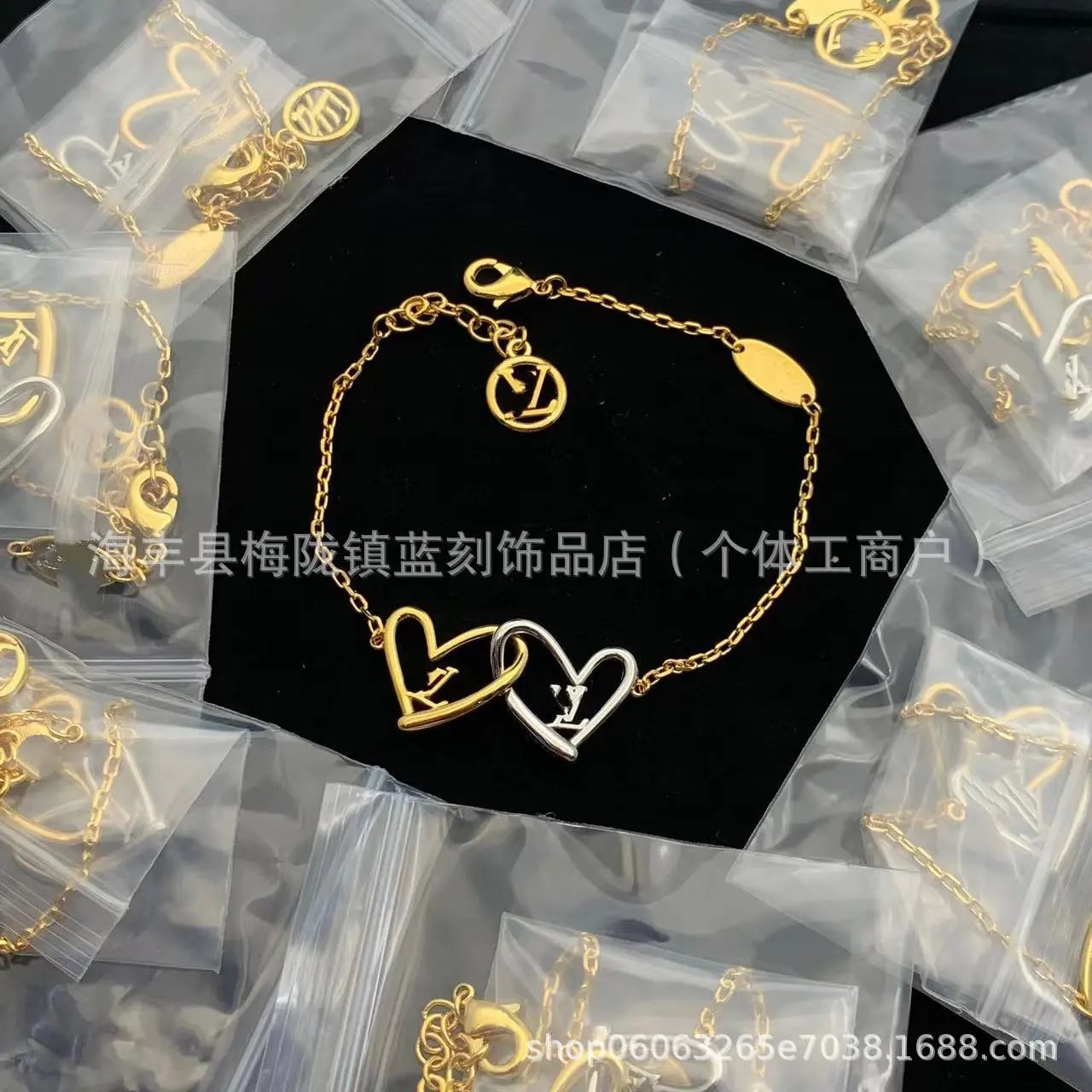 LV-Inspired Floral Charm Bracelet Gold Tone Jewelry - 8