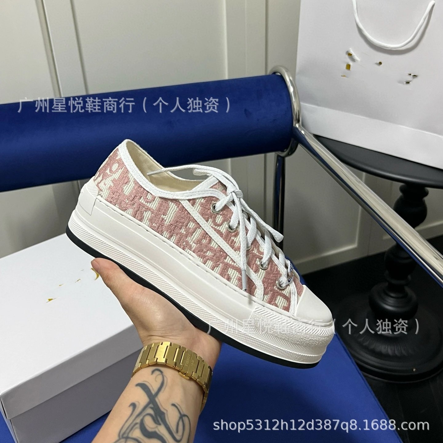 Dior B23 Low-Top Sneakers Peach Floral Mesh Canvas Shoes - 27