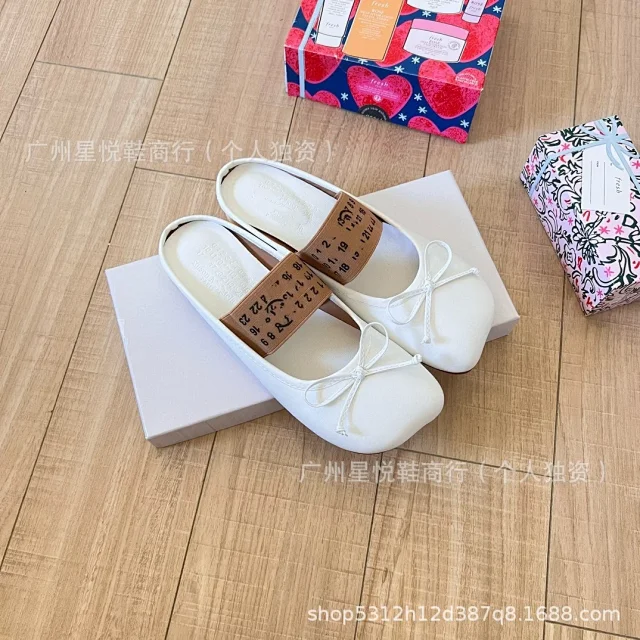Maison Margiela Leather Shoes Tabi split-toe bow ballet flats product detail image 6